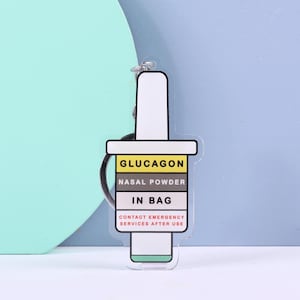 GLUCAGON IN BAG Diabetes Alert Keychain | Injection & Nasal Powder Options