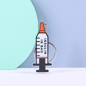 INSULIN IN BAG Diabetes Alert Keychain | Double & Single-Sided Options | Imperfect Available