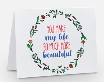 Tarjeta YOU MAKE Life BEAUTIFUL - Tarjeta de agradecimiento, Tarjeta de salud mental, Tarjeta de agradecimiento, Tarjeta de depresión, Tarjeta de ansiedad, Tarjeta de amistad