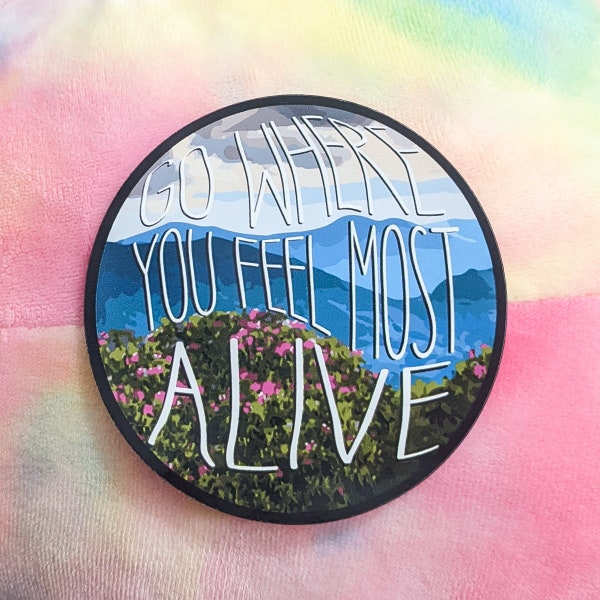 FEEL ALIVE MAGNET - Go Where You Feel Most Alive, Bergmagnet, Mental Health Magnet, Mental Health Awareness, Blue Ridge Mountains