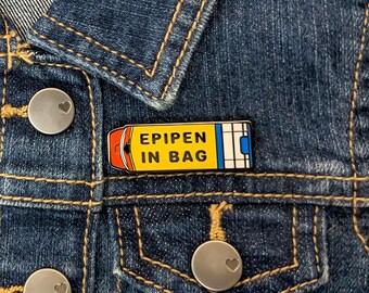 Epipen in Bag Medical Alert Pin - Hard Enamel Allergy Awareness Pin, Epipen Alert Button