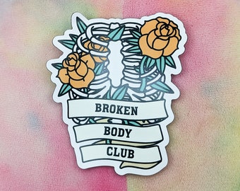 BROKEN BODY CLUB Magnet - Chronische Krankheit Magnet, Chronischer Schmerz Magnet, Spoonie Magnet, Krankheitsbewusstsein, Seltene Krankheitsbewusstsein
