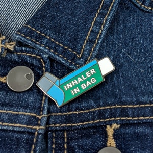 INHALER IN BAG Enamel Pin - Asthma Inhaler Enamel Pin, Asthma Awareness, Asthma Alert, I Carry an Inhaler Pin, I Have Asthma Alert