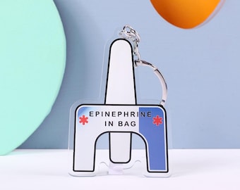 Epinephrin SPRAY in BAG Schlüsselbund - Epinephrin Alarm, Allergiebewusstsein, Allergie Alarm Schlüsselbund