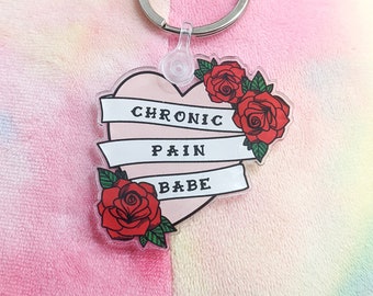 Llavero de bebé de dolor crónico - llavero de enfermedad crónica, llavero de dolor crónico, llavero de Spoonie, conciencia de enfermedad, conciencia de enfermedad rara