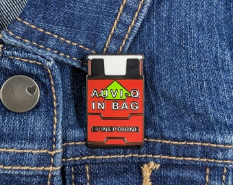 AUVI-Q IN BAG Pin - Epinephrine Hard Enamel Pin, Allergy Pin, Allergy Awareness, Allergy Alert, I Carry an Epipen Button, Epipen in Bag