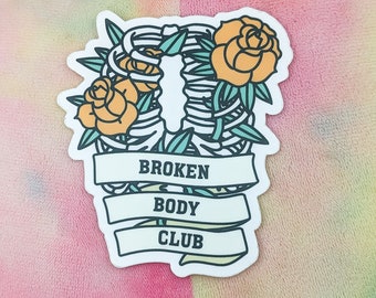Pegatina del Club del Cuerpo Roto: pegatina de enfermedad crónica, pegatina de dolor crónico, pegatina de Spoonie, concienciación de enfermedades, concienciación de enfermedades raras