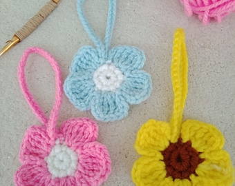 Flower  knitting pattern - Home decoration - Bag decoration - Car decoration