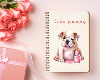 Clipart. Bulldog with milk bottle, cute dog, watercolor, digital download, 4 PNG transparent background image.