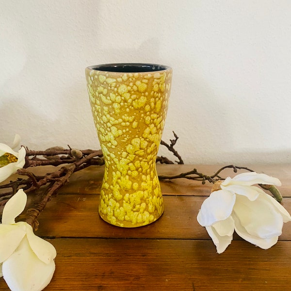 Vase FAT LAVA SCHEURICH ceramic vase in yellow & brown, model 244-17 vintage, 60s 70s