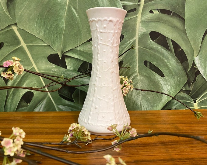 KPM Bavaria vase, royal porcelain, 19 cm, bisque porcelain, midcentury, relief decoration, Space Age 60s