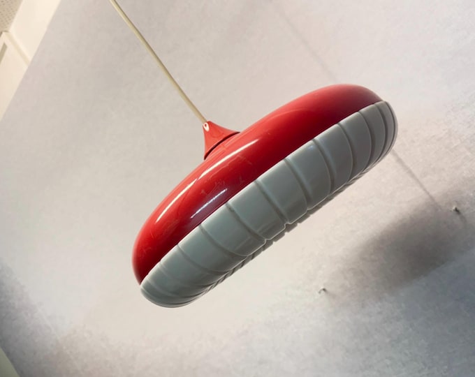 Space Age UFO pendant lamp Siform by Siemens 1960s made of metal & plastic Mid Century, red