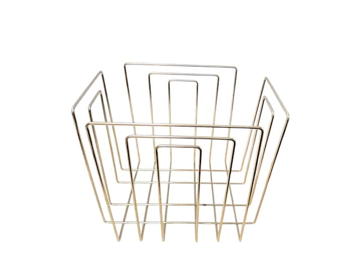 VTG Willi Glaeser 70s chrome newspaper rack paper collector for TMP Thomas Merlo & Partners Switzerland