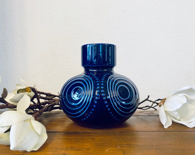Gareis Waldsassen OP Art Vase cobalt blue 70s