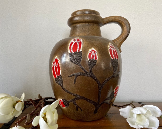 Floor vase/ Vase Scheurich Vase floorvase FAT LAVA 70s Modernist 486-38 Flowers Vintage, 60s 70s