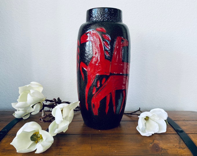 Fantastic Scheurich floor vase 553-38, horse decor, WGP classic, West Germany 1960.