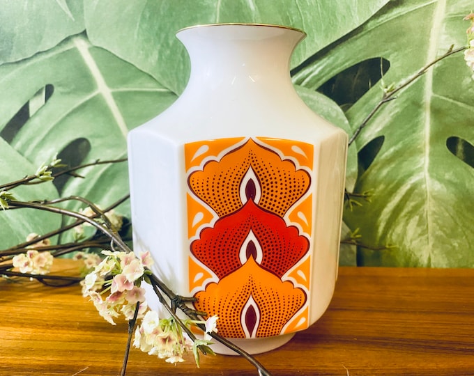 Pop Art, PMR Bavaria vase, Jäger & Co., 17 cm, porcelain, midcentury, relief decoration, Space Age 70s