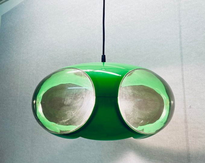 70s Massive Belgium hanging lamp, Colani lamp, UFO lamp, Space Age in rare green, large