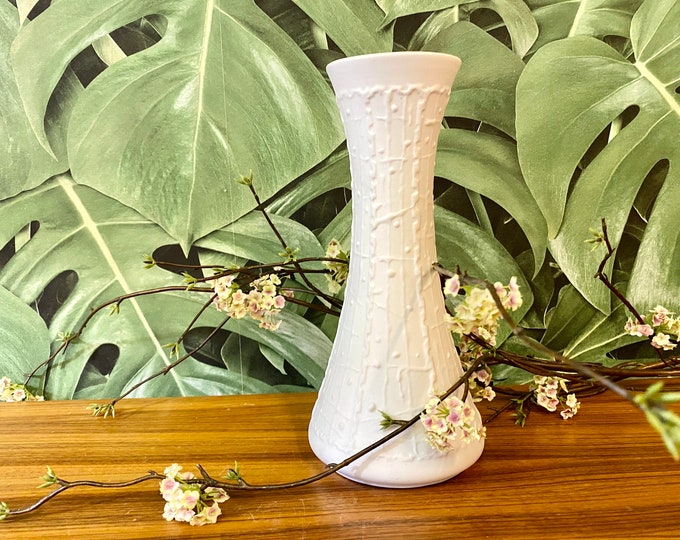 KPM Bavaria vase, royal porcelain, 24 cm, bisque porcelain, midcentury, relief decoration, Space Age 60s