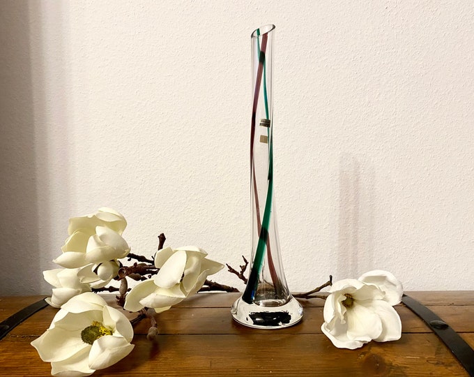 Solifleur glass vase by Friedrich Kritall Glas handmade. German Mid Century Vase