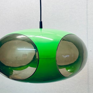 70s Massive Belgium hanging lamp, Colani lamp, UFO lamp, Space Age in rare green, large image 2