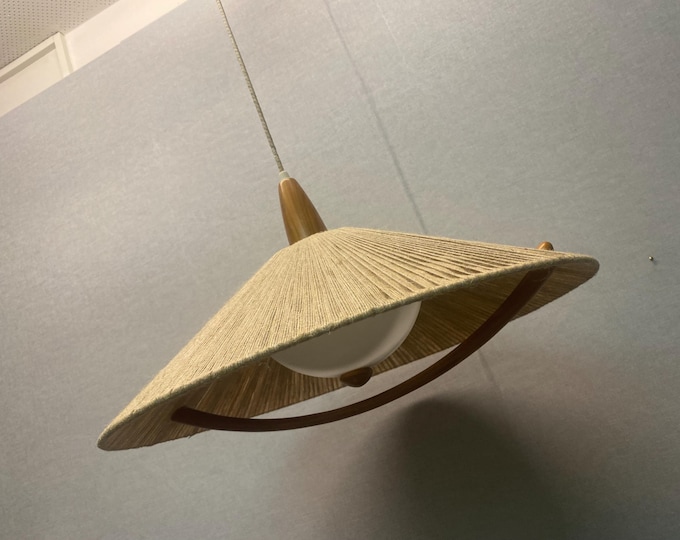 Mid-Century Acrylic Glass Sisal Ceiling Lamp by Temde, 1960s