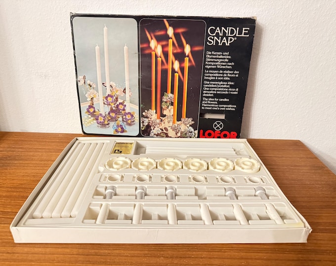 Candle Snap, Swiss design by Lüthi, 1970s, plastic plug-in candle holder, original packaging in white