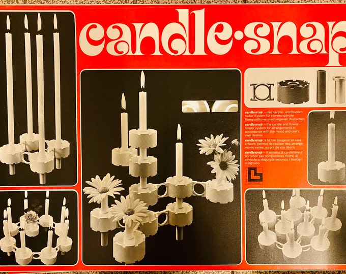 Candle Snap Swiss design by Lüthi 1970s plug-in candle holder made of plastic, new and originally packaged in white