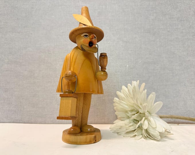 Beautiful vintage incense smoker from the Ore Mountains, miner with lantern