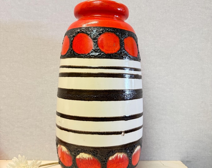 Fantastic Scheurich floor vase 284-53, red black white Fat Lava, WGP classic, West Germany 1960.