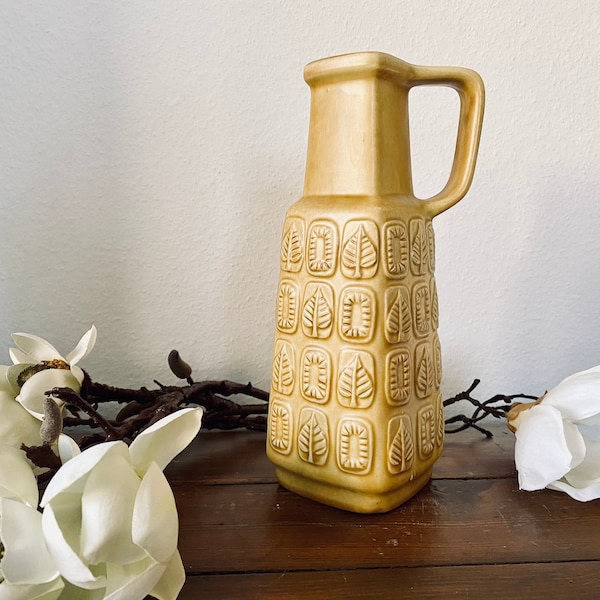 WGP Westdeutsche Keramik, Bay Vase, Modell 259-25, Relief Dekor, deutsche Mid Century Vase