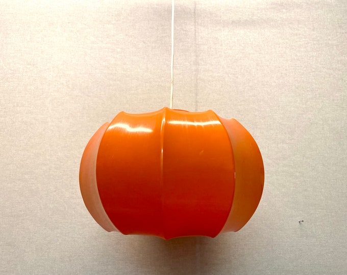 Ilka-Plast hanging lamp made of plastic in orange with a marble effect, 1970s