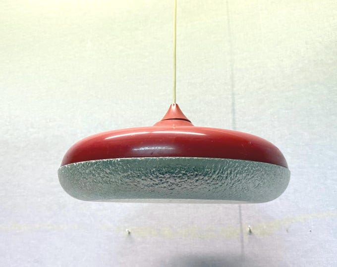 Space Age UFO pendant lamp Siform by Siemens 1960s made of metal & plastic Mid Century, red