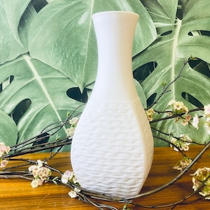 PMR Bavaria vase, Jäger & Co., 21 cm, bisque porcelain, midcentury, relief decoration, Space Age 60s