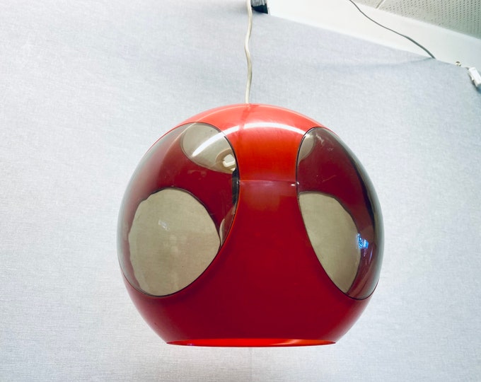 70s Massive Belgium hanging lamp, Colani lamp, UFO lamp, Space Age red
