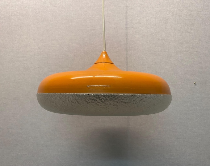 Space Age UFO pendant lamp Siform by Siemens 1960s made of metal & plastic Mid Century, Orange