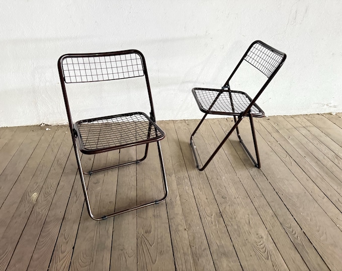 Vintage metal folding chairs from IKEA – Rappen – Ikea Ted -Net Chair, brown Niels Gammelgaard 1976, very nice vintage condition with upholstery