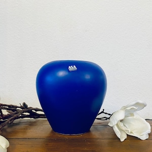 ASA SELEKTION Blue Post Modern Vase, West German Pottery, Memphis