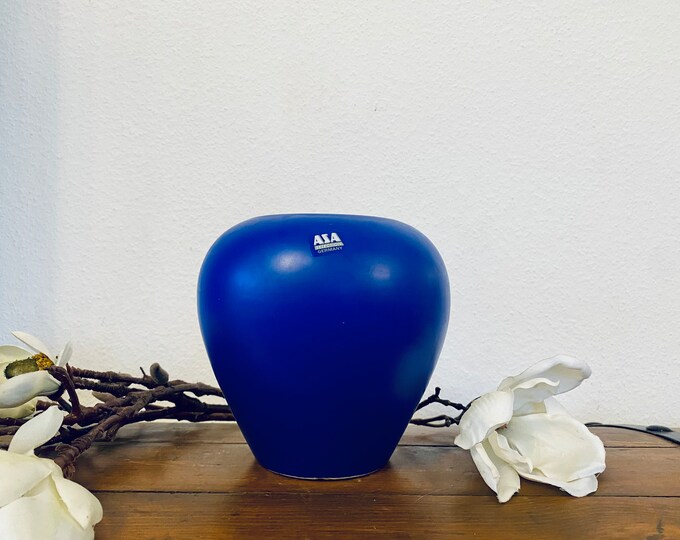 ASA SELEKTION Blue Post Modern Vase, West German Pottery, Memphis