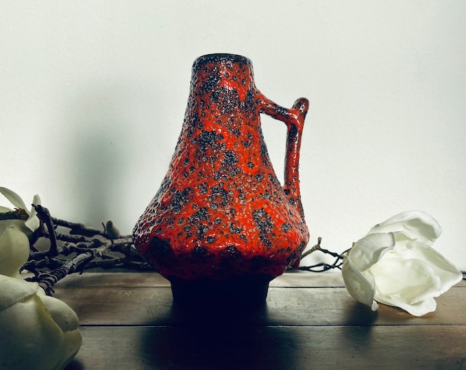 WGP West German Pottery, Jopeko Vase 44-20, rare blood red lava glaze, West Germany 1970