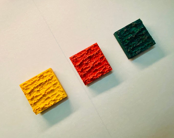 3 Space Age fiberglass wall lamps by Uwe Mersch in yellow, red, green, 1970s, Pop Art