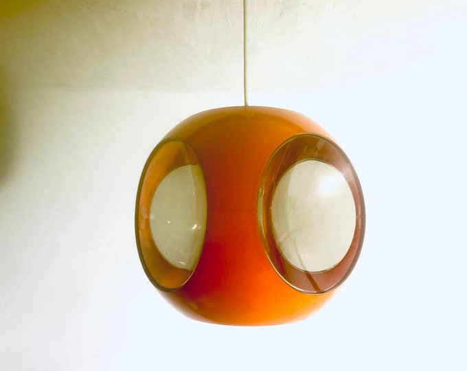 70s Massive Belgium hanging lamp, Colani lamp, UFO lamp, Space Age orange