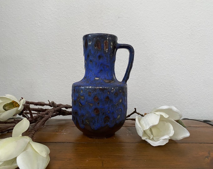 Mid Century Vase Steuler Kunstkeramik 141 / 20 blue/black Fat Lava Vase