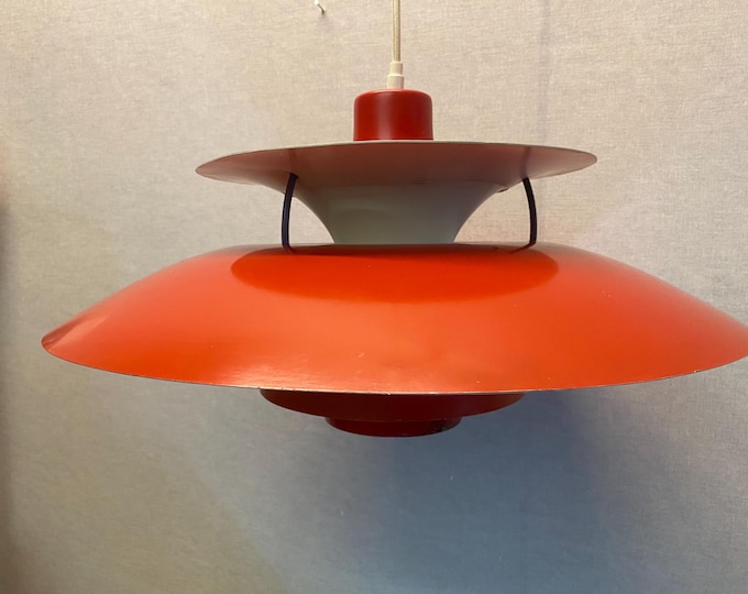 Scandinavian ceiling lamp, design classic Danish PH 5 by Poul Henningsen for Louis Poulsen, early version red
