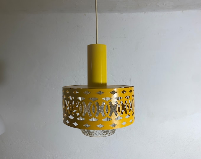 70s Space Age GRAEWE Ceiling Lamp Hanging Lamp Yellow Metal Vintage Pop Art