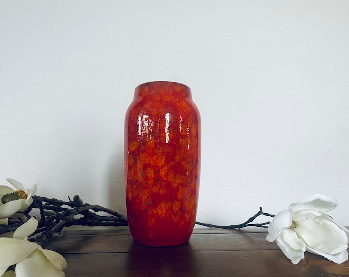 Fantastic Scheurich floor vase 242-22, strong orange, WGP classic, West Germany 1960.