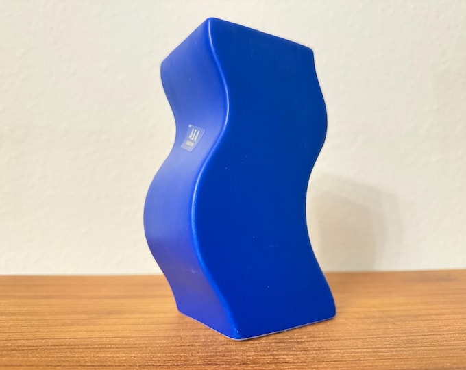 Wavy vase, ASA Selection ceramic, 1980s, blue, postmodern, Memphis style