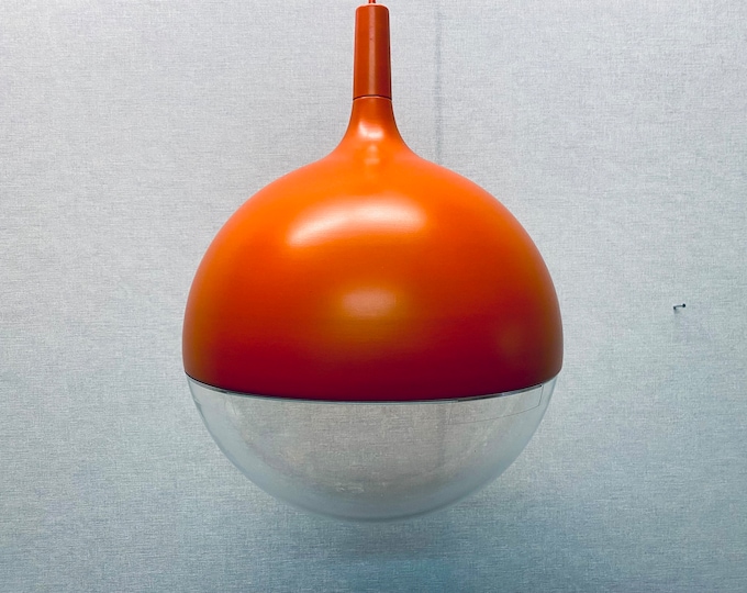 Orange vintage Ikea lamp Väster, Knut Hagberg, ceiling light... in space age design, Sweden