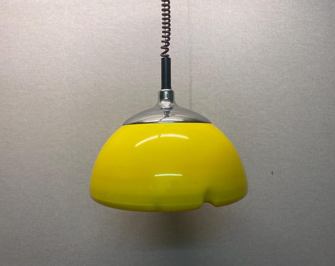 Beautiful rare Mushroom pendant light, SpaceAge, in yellow, Cosack Leuchten, 1960s