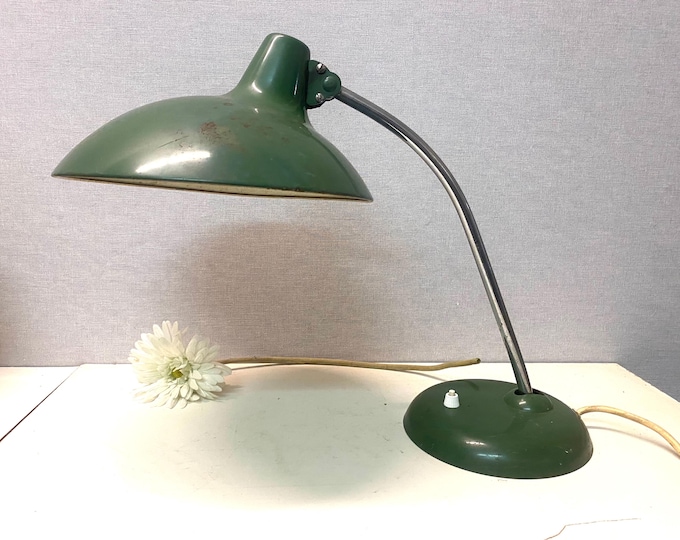 Beautiful vintage table lamp Christian Dell for Kaiser Idell model 6786 green desk lamp Bauhaus Art Deco Industrial Banker